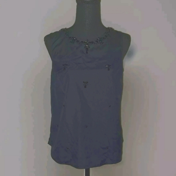 J. Crew Tops - J. Crew Size 6 Sleeveless Black Top Blouse Shirt Beaded Embellishment NWT B24#5